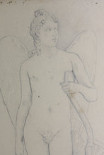 Load image into Gallery viewer, Sobolekov. Statue of Cupid holding a Bow. Graphite drawing. 1849.