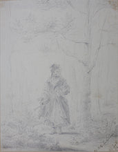 Load image into Gallery viewer, Carningham. A young girl walking along the alley of the park. Graphite drawing. c. 1827.