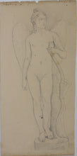 Load image into Gallery viewer, Sobolekov. Statue of Cupid holding a Bow. Graphite drawing. 1849.