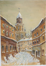 Load image into Gallery viewer, Feliks Dolgan. Snowy Old Town. Winter cityscape. Gouache. 1966.