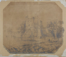 Load image into Gallery viewer, Anonymous artist. Seashore with fortress, boats and staffage figures. Graphite drawing. XIX C.
