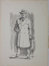 Load image into Gallery viewer, Charles Locke. Businessman with briefcase. Ink, pen, and brush drawing. 1958.