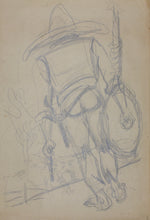 Load image into Gallery viewer, Jack Bennett. Female portrait, Bar scene, Cowboy, Bull, Party Pooper etc. Three sheets of graphite drawings. XX C.