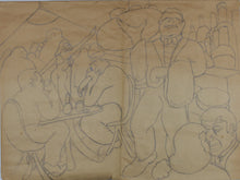 Load image into Gallery viewer, Jack Bennett. Female portrait, Bar scene, Cowboy, Bull, Party Pooper etc. Three sheets of graphite drawings. XX C.