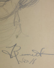 Load image into Gallery viewer, Jack Bennett. Female portrait, Bar scene, Cowboy, Bull, Party Pooper etc. Three sheets of graphite drawings. XX C.
