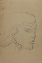 Load image into Gallery viewer, Jack Bennett. Female portrait, Bar scene, Cowboy, Bull, Party Pooper etc. Three sheets of graphite drawings. XX C.