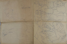 Load image into Gallery viewer, Jack Bennett. Female portrait, Bar scene, Cowboy, Bull, Party Pooper etc. Three sheets of graphite drawings. XX C.