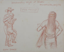 Load image into Gallery viewer, John Middleton Freeman. Wednesday Night at Max's Charlottesville, Virginia. Sanguine drawing. Late XX C.