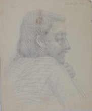 Load image into Gallery viewer, John Middleton Freeman. Portrait of a long-haired young man with a mustache. Ink drawing. Late XX C.