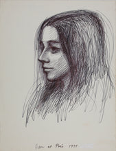 Load image into Gallery viewer, John Middleton Freeman. Portrait of Pam. Ink drawing. 1975.