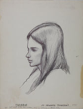 Load image into Gallery viewer, John Middleton Freeman. Portrait of Debbie. Ink drawing. 1975.