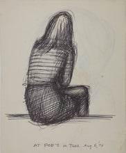Load image into Gallery viewer, John Middleton Freeman. Girl sitting back. Ink drawing. 1974.