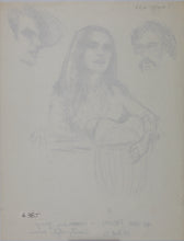 Load image into Gallery viewer, John Middleton Freeman. Portrait of a Country music singer with a guitar. Ink drawing. 1971.