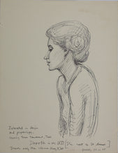 Load image into Gallery viewer, John Middleton Freeman. Portrait of Dereth. Ink drawing. 1980.