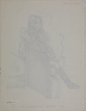 Load image into Gallery viewer, John Middleton Freeman. Portrait of a passenger. Ink drawing. 1970.
