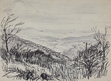 Load image into Gallery viewer, John Middleton Freeman. Power line landscape. Ink drawing. Late XX C.