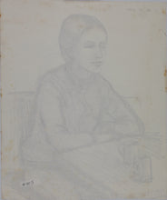 Load image into Gallery viewer, John Middleton Freeman. Portrait of a woman sitting in a bar. Ink drawing. Late XX C.
