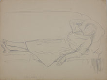 Load image into Gallery viewer, John Middleton Freeman. Urban landscape. Woman resting on couch. Two graphite drawings. 1935-1936.