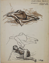 Load image into Gallery viewer, John Middleton Freeman. Female Nude Studies. Sepia and ink drawing. 1966.