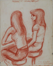 Load image into Gallery viewer, John Middleton Freeman. Portrait of Michele & Kathy Wright. Sanguine drawings. Late XX C.