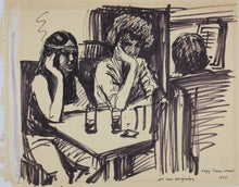 Load image into Gallery viewer, John Middleton Freeman. At the Virginian. Portrait of Suzy "Creamcheese." Ink drawing. 1975.