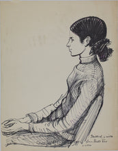 Load image into Gallery viewer, John Middleton Freeman. Portrait of Mildred. Ink drawing. Late XX C.