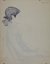Load image into Gallery viewer, John Middleton Freeman. Portrait of Mildred. Ink drawing. Late XX C.