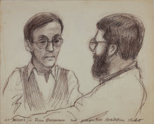 Load image into Gallery viewer, John Middleton Freeman. Portrait of Dean Bosserman and an Architecture student. Brownish Conte crayon drawing. Late XX C.