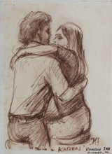 Load image into Gallery viewer, John Middleton Freeman. Portrait of Jim & Karen. Female portrait verso. Conte crayon drawings. Late XX C.