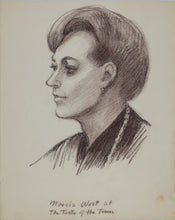 Load image into Gallery viewer, John Middleton Freeman. Portrait of Marcia West. Brownish Conte crayon drawing. Late XX C.