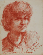 Load image into Gallery viewer, John Middleton Freeman. Portrait of Patricia A. Emmons. Red conte crayon drawing. 1980.