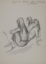 Load image into Gallery viewer, John Middleton Freeman. Audience watching children's play in Richmond. Ink drawing. 1974.