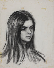 Load image into Gallery viewer, John Middleton Freeman. Female Portrait in Three Quarter View. Black chalk drawing. Late XX C.