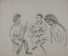 Load image into Gallery viewer, John Middleton Freeman. Portrait of Frank Zappa. Portrait of Violinist. Two Black Conte Crayon drawings. Late XX C.