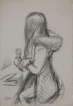 Load image into Gallery viewer, John Middleton Freeman. Portrait of Sissi. Black Conte crayon drawing. Late XX C.