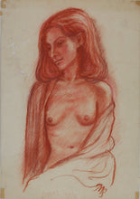 Load image into Gallery viewer, John Middleton Freeman. Female semi nude. Red conte crayon drawing. Late XX C.