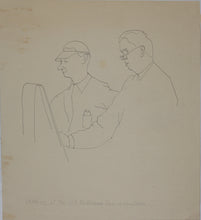 Load image into Gallery viewer, John Middleton Freeman. Portrait of two artists in the Drawing Class. Ink/pen outline drawing. 1960's.