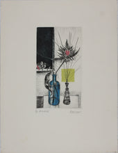 Load image into Gallery viewer, Marcelle Amsler. La petite bouteille bleue. Color etching. Late XX C.