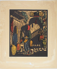 Load image into Gallery viewer, Prescott Chaplin. Water Vendor. Color woodcut. 1931.