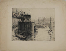 Load image into Gallery viewer, Philip Kappel, attributed to. Pier 3. Industrial New York harbor scene. Etching. XX C.