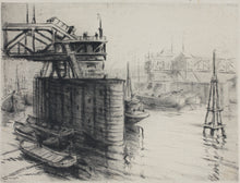 Load image into Gallery viewer, Philip Kappel, attributed to. Pier 3. Industrial New York harbor scene. Etching. XX C.