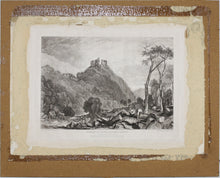 Load image into Gallery viewer, Joseph Mallord William Turner, after. Okehampton Castle on the River Okement. Engraved by Charles Turner. 1825.