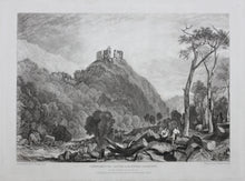 Load image into Gallery viewer, Joseph Mallord William Turner, after. Okehampton Castle on the River Okement. Engraved by Charles Turner. 1825.