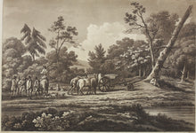 Load image into Gallery viewer, Joshua Bryant. Sporting scene in the forest of trois fontaine. Aquatint by Merigot. 1806.