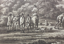 Load image into Gallery viewer, Joshua Bryant. Sporting scene in the forest of trois fontaine. Aquatint by Merigot. 1806.