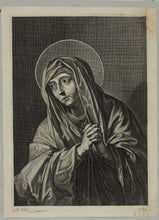 Load image into Gallery viewer, Philippe de Champaigne, after. Our Lady of Sorrows. Engraving by Adrian van Melar. Second half of the 17th century.