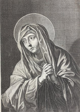 Load image into Gallery viewer, Philippe de Champaigne, after. Our Lady of Sorrows. Engraving by Adrian van Melar. Second half of the 17th century.