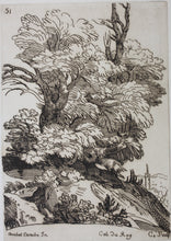 Load image into Gallery viewer, Annibale Carracci, after. Anne Claude de Caylus, after. Landscape with two large coupled trees. Chalcographie du Louvre, Musées Imperiaux. XIX C.