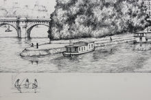 Load image into Gallery viewer, R. Manuel. Pont Neuf and ile de la Cite in Paris. Etching. XX C.