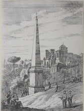 Load image into Gallery viewer, Jan Frans van Bloemen. Italianate landscape with an obelisk. Etching. 1689 - 1749.